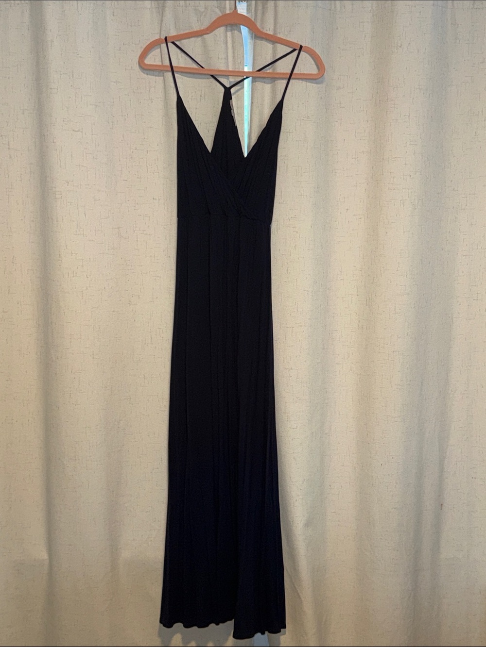 Navy Blue Strappy V-Neck Maxi Dress